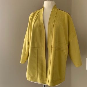 Joan Vass Kimono Cardigan Gold Faux Suede